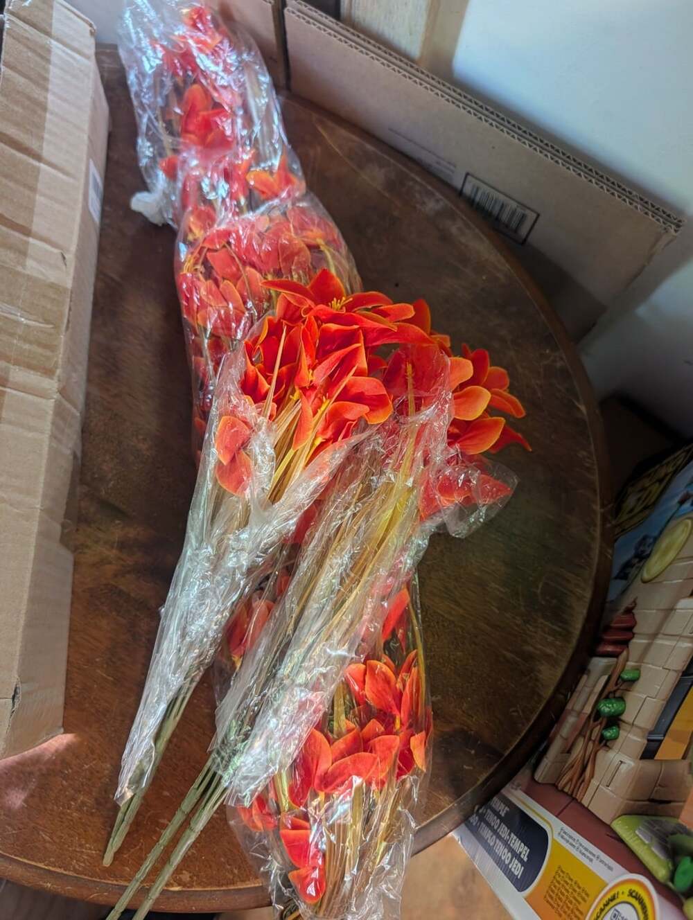 Artificial Faux Flowers Plants Orange